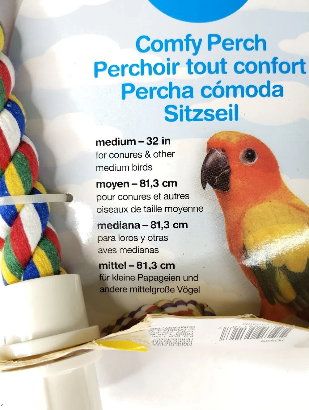 JW Comfy Perch Rope Bird Perch  Multicolor 32 Inches